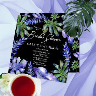Invitation Boho Tropical Feuilles pourpre Fête des mariées