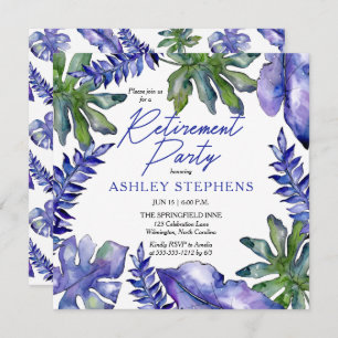 Invitation Boho Tropical Feuilles Purple Green Retraite Party