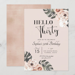 Invitation Boho Tropical Floral Bonjour Trente Anniversaire