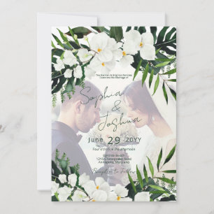 Invitation Boho Tropical Green Photo Moderne PERSONNALISÉ