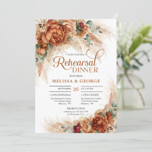 Invitation Boho tropical terre cuite pampas eucalyptus