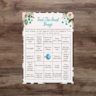 Invitation Boho Trouvez le jeu de Bingo pour la fête de douch