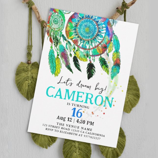 Invitation Boho Turquoise Dream Catcher Anniversaire (Créateur téléchargé)