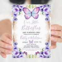 Boho Twin Purple Butterfly First Birthday Floral