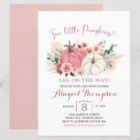 Boho Twin rose et blanc Baby shower Citrouille