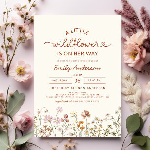 Invitation Boho Un Petit Baby shower En Terracotta Fleur sauv