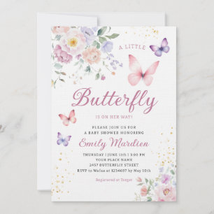 Invitation Boho Un Petit Papillon Floral Girl Baby shower