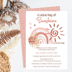 Invitation Boho Un petit rayon de soleil Baby shower fille