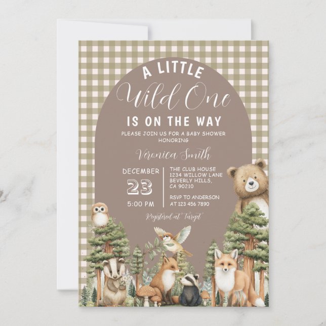 Invitation Boho Un Petit Sauvageon Fête de Naissance Animaux  (Devant)