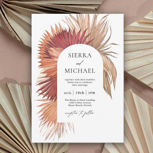 Invitation Boho Ventilateur Tropical Palms Élégance côtière (Créateur téléchargé)