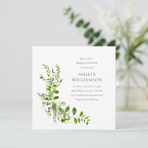 Invitation Boho Verdure Aquarelle Fête des mariées florale