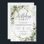 Invitation Boho verdure feuille d'or géométrique fête d'anniv<br><div class="desc">Boho verdure feuille or géométrique invitation de fête d'anniversaire,  Contactez-moi pour les articles correspondants ou pour la personnalisation,  Roses Blush ©</div>