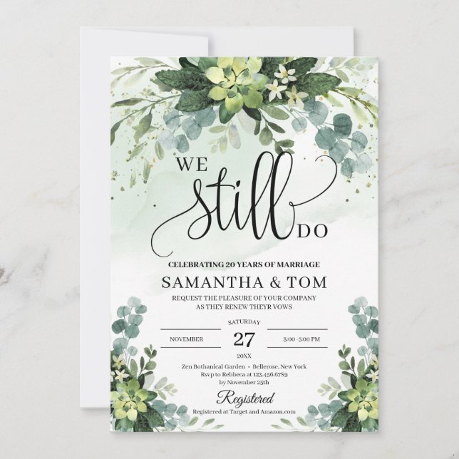 Invitation Boho verdure succulent eucalyptus nous faisons enc (Devant)