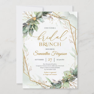 Invitation Boho vert eucalyptus feuillage brunch nuptial