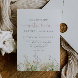 Invitation Boho vert Fleur sauvage Nuestra Boda Mariage