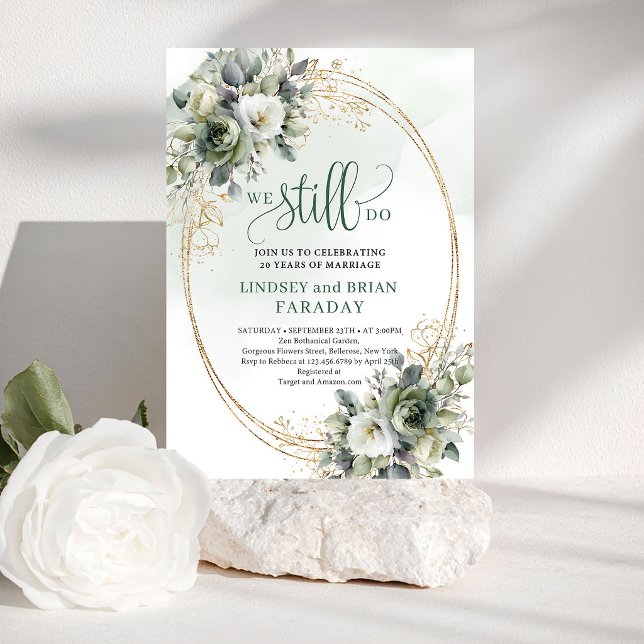 Invitation Boho Vert Poussiéreux Eucalyptus Aquarelle We Stil (Boho Dusty Green Eucalyptus Watercolor We Still Do Invite)
