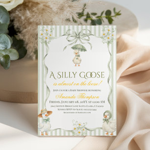 Invitation Boho Vert Sauge Neutre Baby Shower Silly Goose