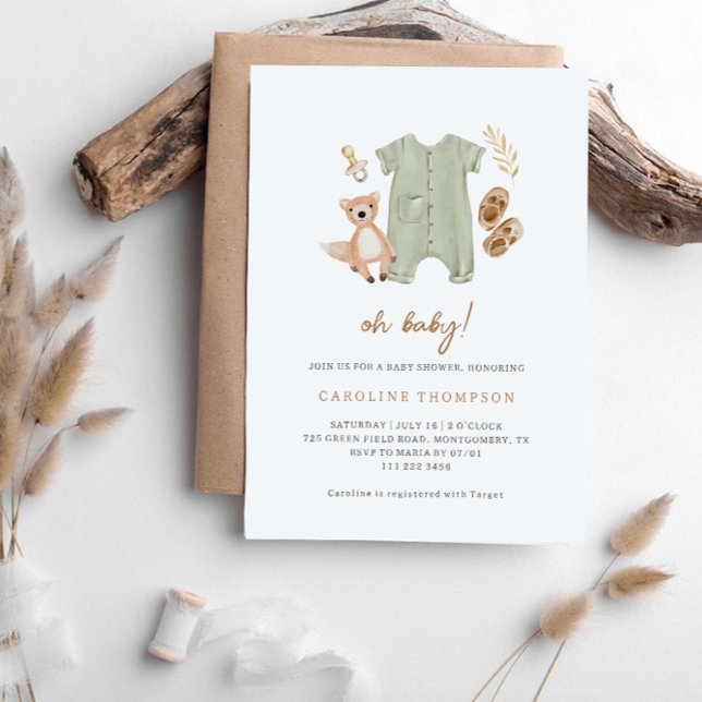 Invitation Boho Vêtements Baby shower neutre pour les femmes (Créateur téléchargé)