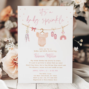 Invitation Boho Vêtements Bébé Blush Rose Sprinkel