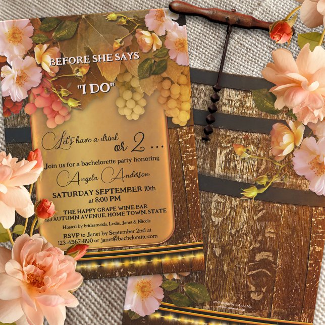 Invitation Boho Vin Thème Chaîne Lumières Bachelortie (Créateur téléchargé)