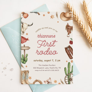 Invitation Boho Vintage Cowgirl Cowboy Premier Rodéo Annivers