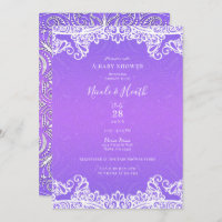 Boho violet rose & blanc Baby shower dentelle