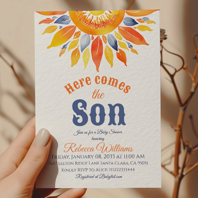 Invitation Boho Voici Son Sunshine Boy Baby shower (Créateur téléchargé)
