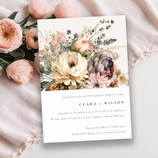 Invitation Boho Watercolor Automne Floral Bunal Fiançailles