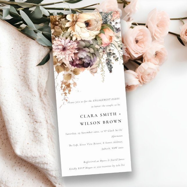 Invitation Boho Watercolor Automne Floral Bunal Fiançailles (Créateur téléchargé)