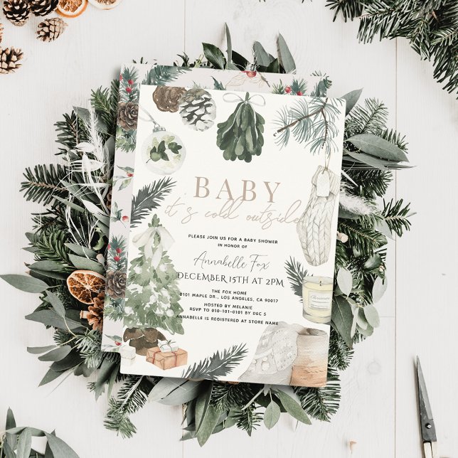 Invitation Boho Watercolor Baby shower de vacances (Créateur téléchargé)