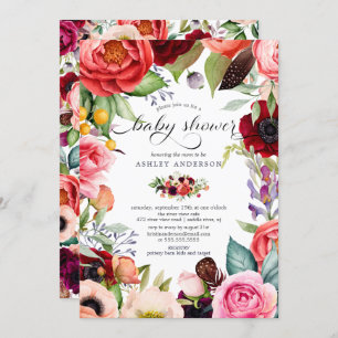 Invitation Boho Watercolor Baby shower Floral