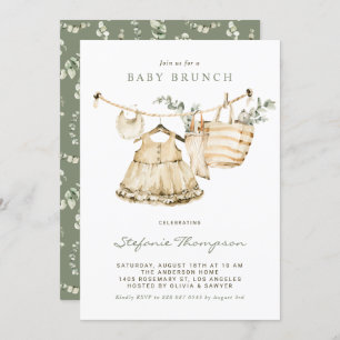 Invitation Boho Watercolor Clothesline Baby Brunch