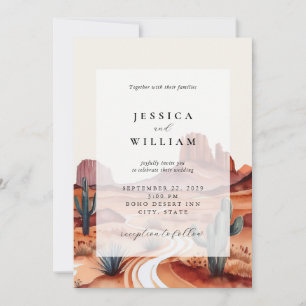 Invitation Boho Watercolor Desert Mariage