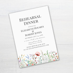 Invitation Boho Watercolor Dîner de répétition Fleur sauvage