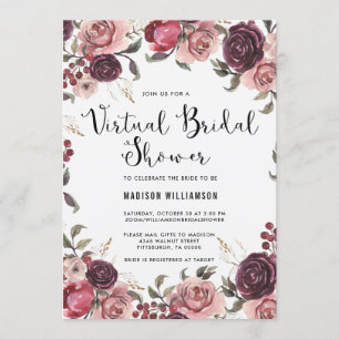 Invitation Boho Watercolor Fall Floral Fête des mariées virtu