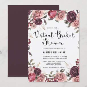 Invitation Boho Watercolor Fall Floral Fête des mariées virtu