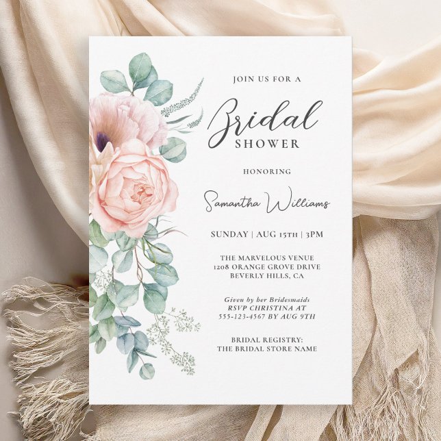 Invitation Boho Watercolor Fête des mariées florale (Available as printed and paperless digital download formats!)