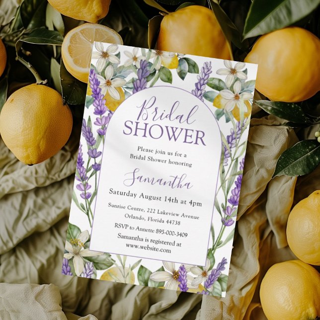Invitation Boho Watercolor Fête des mariées Lemon & Lavender (Créateur téléchargé)