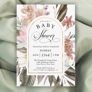 Invitation Boho Watercolor Fleur sauvage Floral Baby shower
