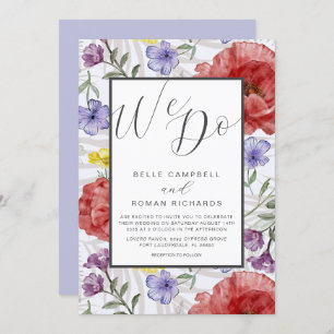 Invitation Boho Watercolor Fleur sauvage violet Mariage