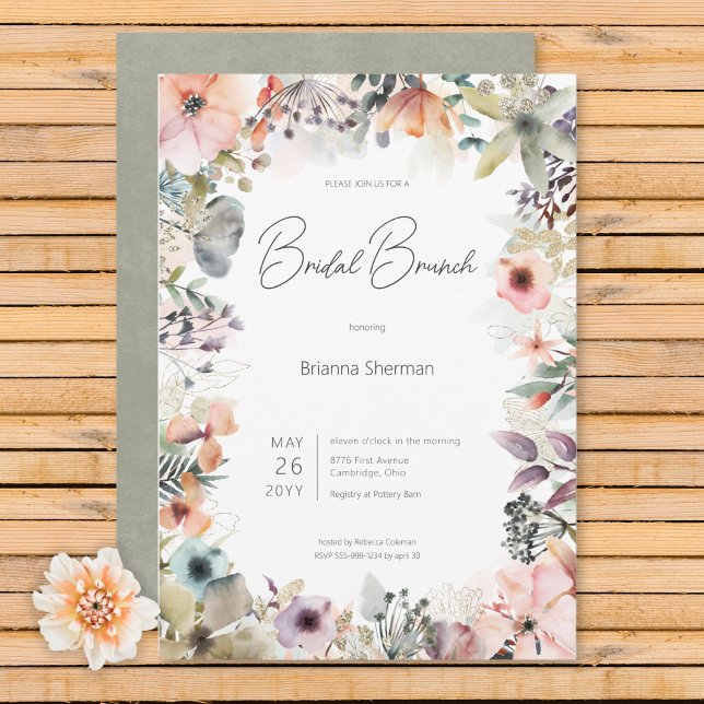 Invitation Boho Watercolor Floral Bridal Brunch (Boho Watercolor Floral Bridal Brunch Invitation)