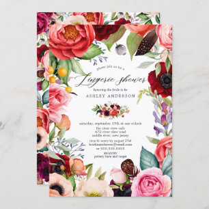 Invitation Boho Watercolor Floral Bridal Lingerie
