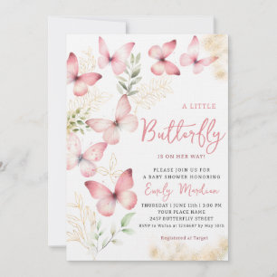 Invitation Boho Watercolor Floral Butterfly Girl Baby shower