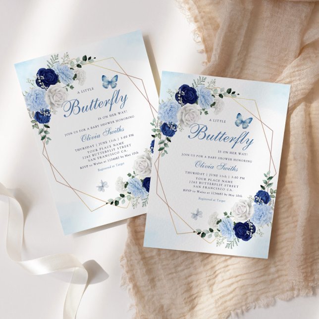 Invitation Boho Watercolor Floral Butterfly Girl Baby shower (Créateur téléchargé)