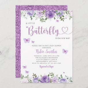 Invitation Boho Watercolor Floral Butterfly Girl Baby shower