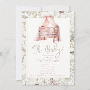 Invitation Boho Watercolor Flowers Baby shower de berceau