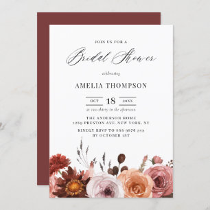Invitation Boho Watercolor Flowers Garland Fête des mariées d