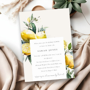 Invitation Boho Watercolor Jaune Lemon Garden Fête des mariée