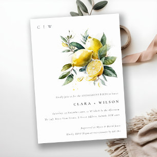 Invitation Boho Watercolor Jaune Lemon Garden Fiançailles