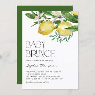 Invitation Boho Watercolor Lemon and Blooms Baby Brunch